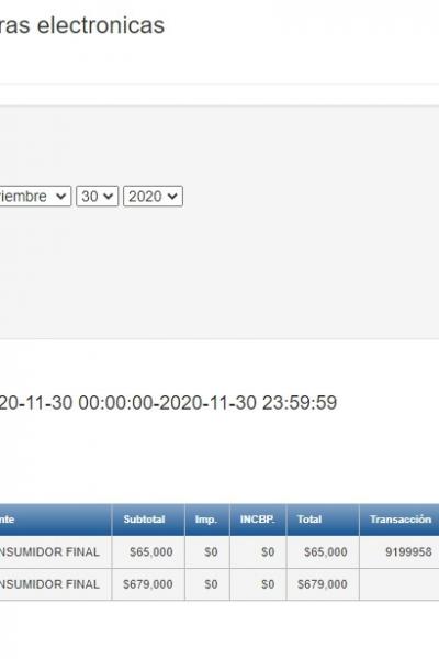 Reporte Facturas Electronicas